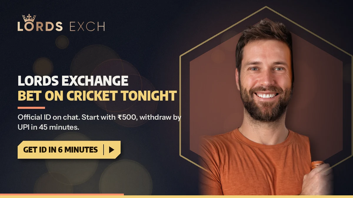 Lords Exchange home banner inviting you to bet on cricket tonight with an official ID from a ₹500 deposit