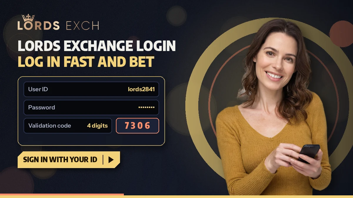Lords Exchange login form with the User ID, password and 4-digit validation code fields filled in